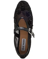 Steve Madden Women's Dreaming Beaded Mesh Mary Jane Flats