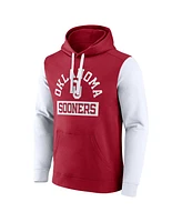 Fanatics Men's Crimson Oklahoma Sooners Extra Point Color block Fleece Pullover Hoodie