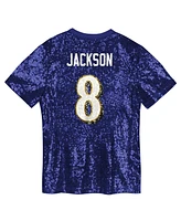 Outerstuff Women's Lamar Jackson Purple Baltimore Ravens Player Name Number V-Neck Fashion Jersey