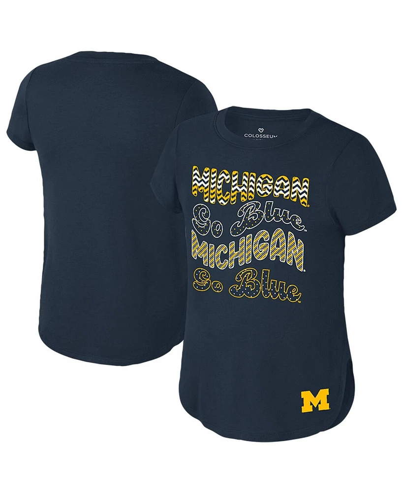 Colosseum Big Boys and Girls Navy Michigan Wolverines Rogan T-Shirt