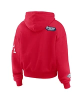 Wear by Erin Andrews Women's Red Atlanta Braves Patch Quarter-Zip Hoodie