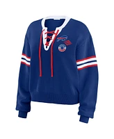 Wear by Erin Andrews Women's Royal Buffalo Bills Lace-Up Sweater