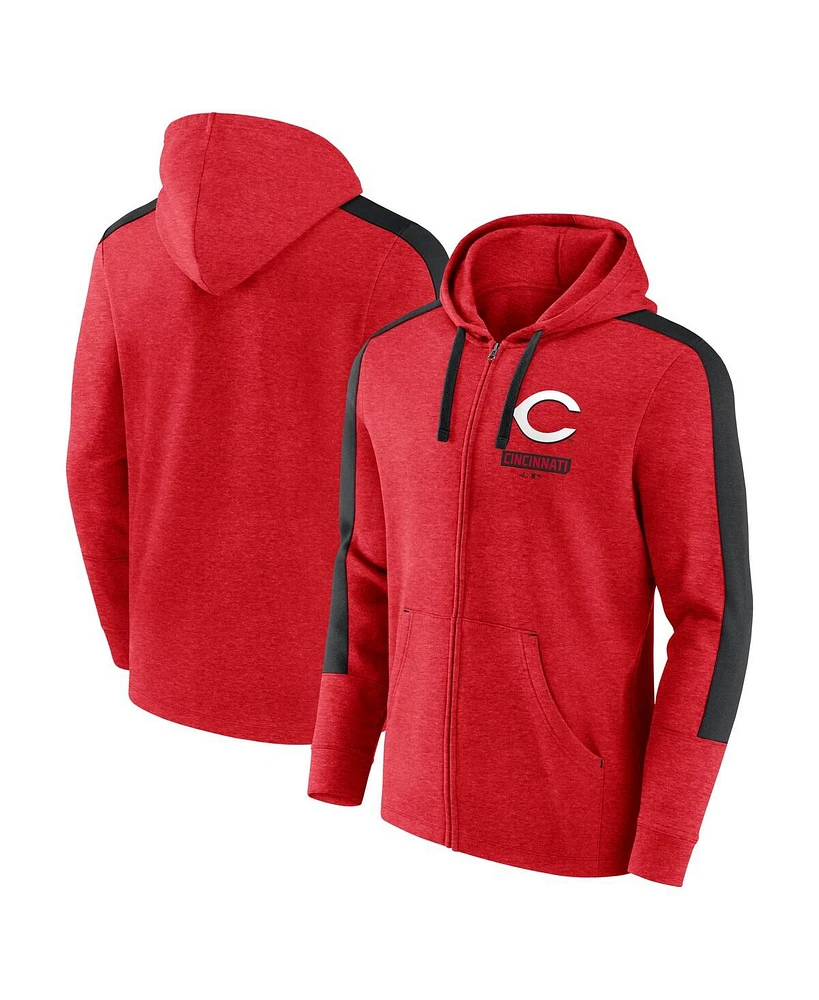 Fanatics Men's Heather Red Cincinnati Reds Gains Fleece Full-Zip Hoodie