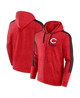 Fanatics Men's Heather Red Cincinnati Reds Gains Fleece Full-Zip Hoodie