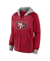 Logo Athletic Women's Scarlet San Francisco 49ers Boom Fleece Pullover V-Neck Hoodie