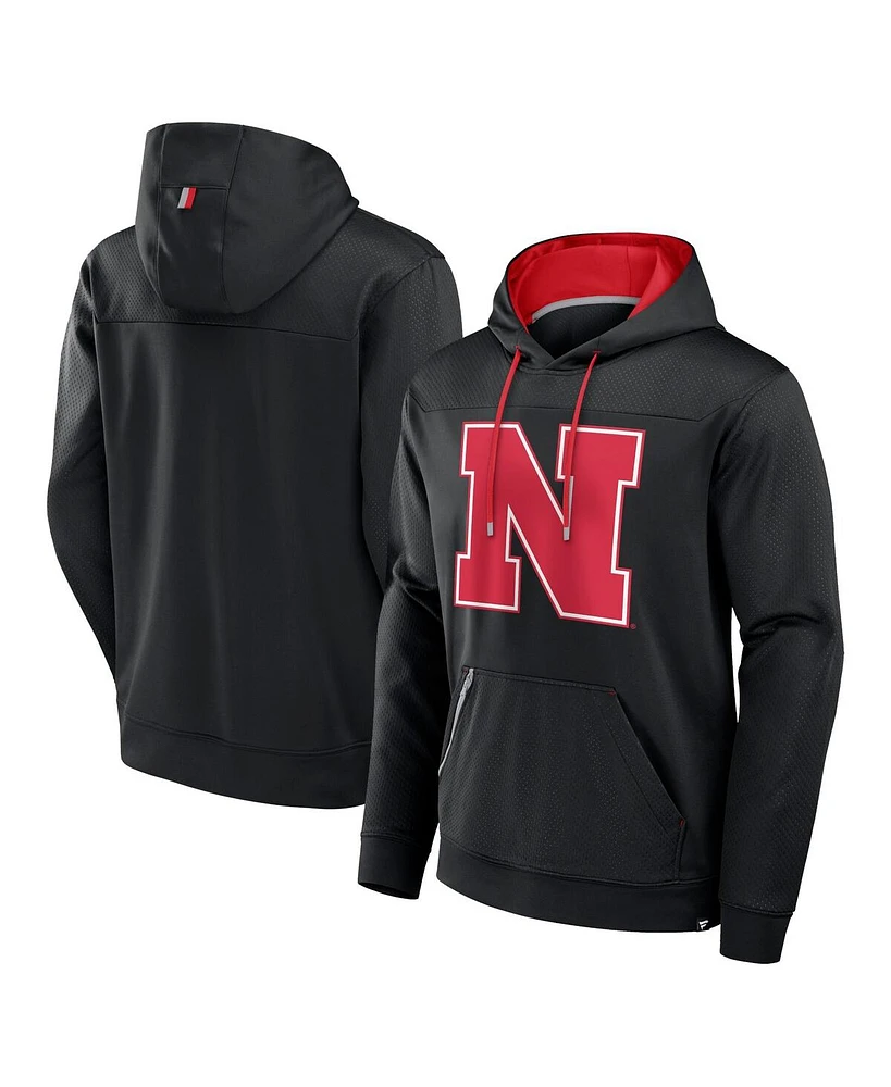 Fanatics Men's Black Nebraska Huskers Defender Dot Faded Primary Pullover Hoodie