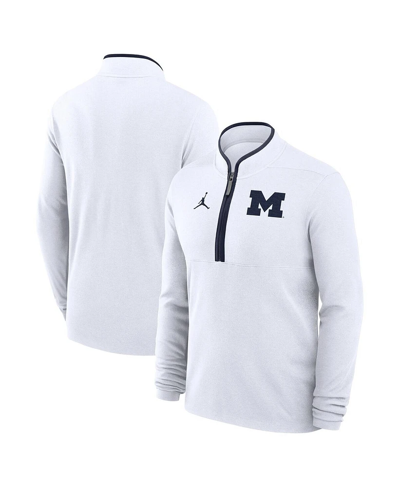 Jordan Men's White Michigan Wolverines Victory Half-Zip Sweatshirt