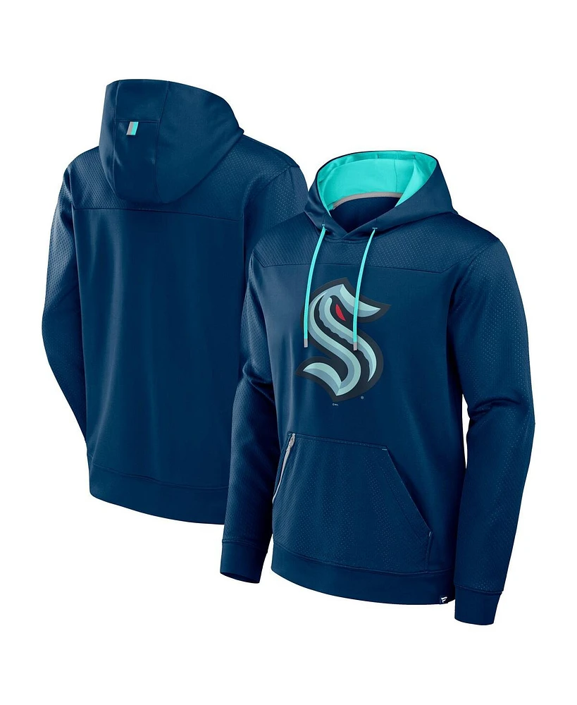 Fanatics Men's Deep Sea Blue Seattle Kraken Defender Pullover Hoodie