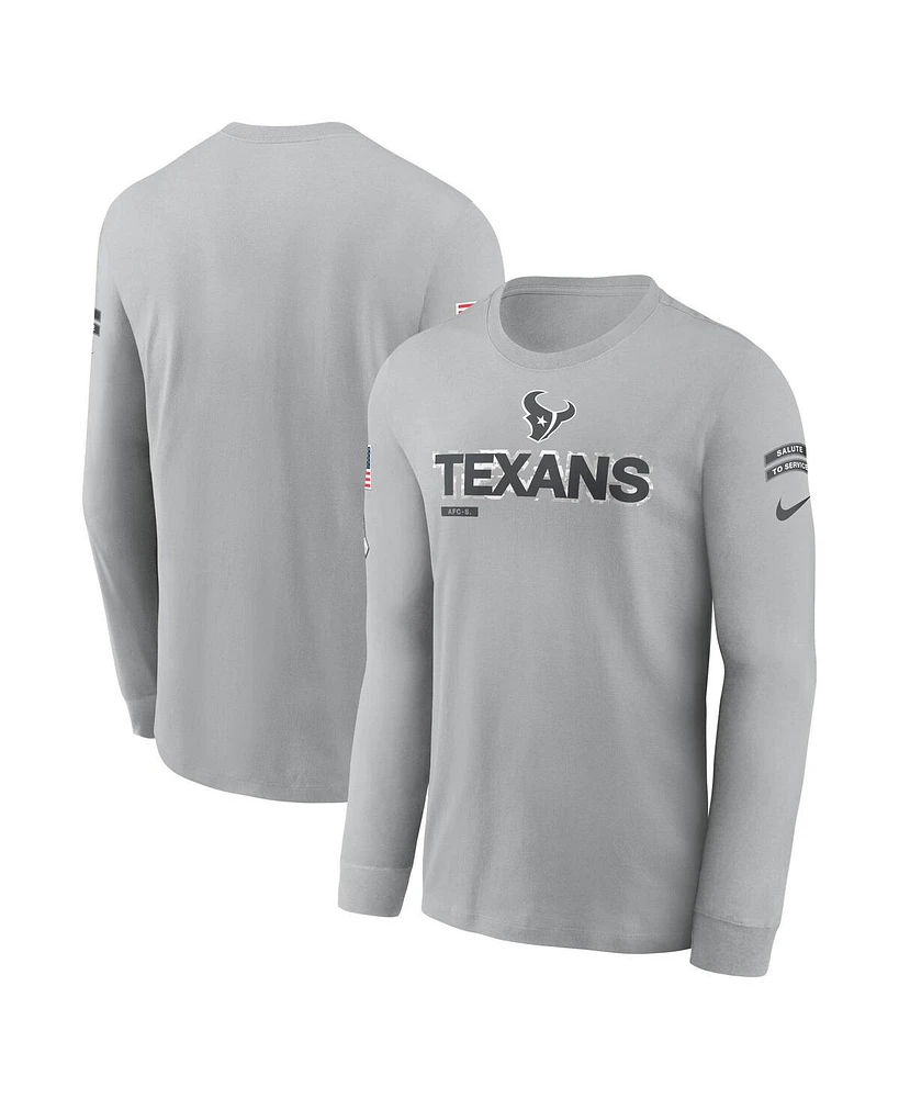 Nike Men's Gray Houston Texans 2024 Salute To Service Long Sleeve T-Shirt