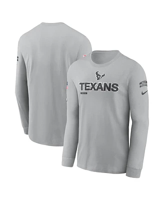 Nike Men's Gray Houston Texans 2024 Salute To Service Long Sleeve T-Shirt