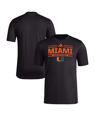 Adidas Men's Black Miami Hurricanes Strategy Pre-Game T-Shirt