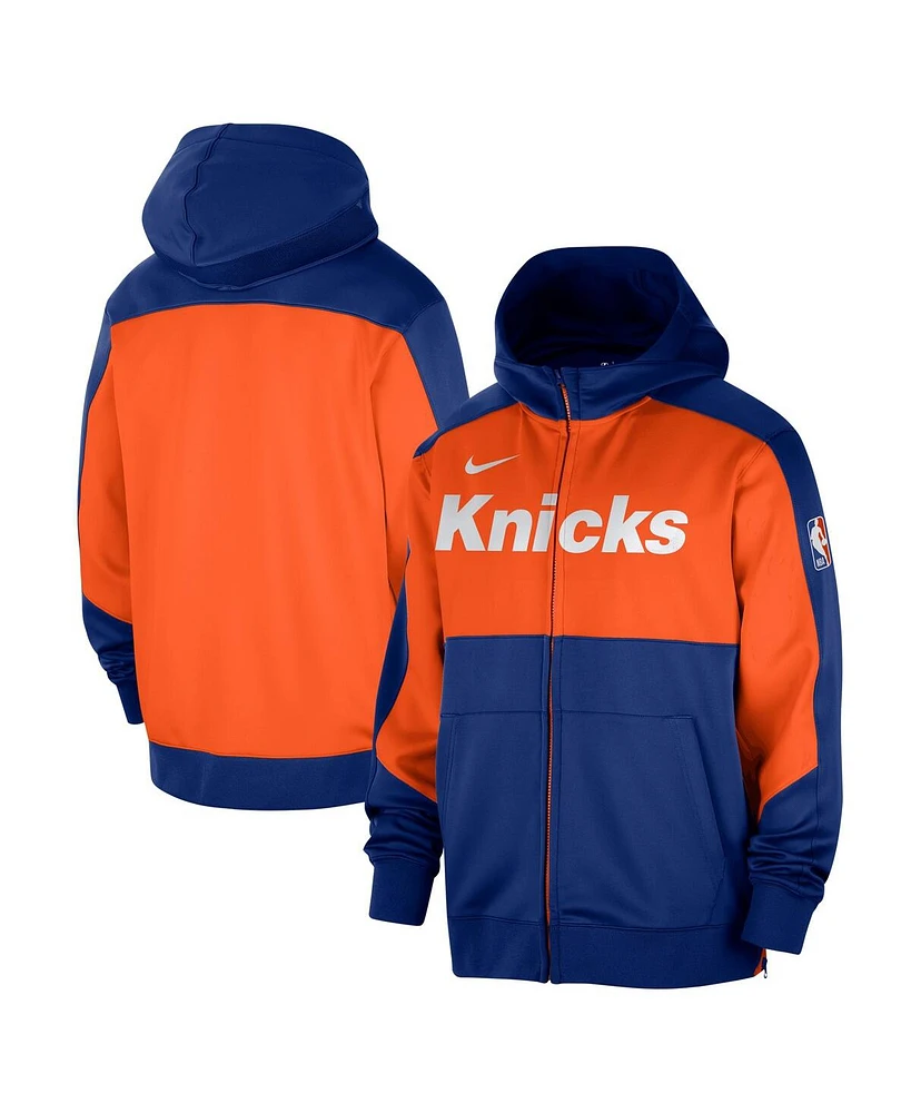 Nike Men's Blue New York Knicks Authentic On-Court Showtime Performance Full-Zip Hoodie