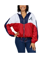 Wear by Erin Andrews Women's White/Red Atlanta Braves Color Block Full-Zip Windbreaker Jacket