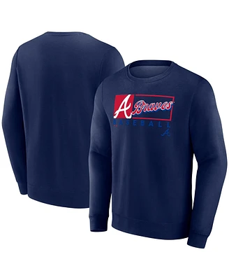 Fanatics Men's Navy Atlanta Braves Focus Fleece Pullover Sweatshirt