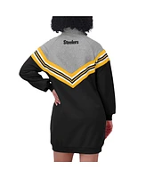 Wear by Erin Andrews Women's Black/Heather Gray Pittsburgh Steelers Chevron Stripe Dress