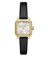 Kate Spade New York Women's Gracie Square Three-Hand Black Leather Watch, 25mm