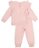 Rare Editions Baby Girl Textured French Terry Outfit, 2-Piece Set