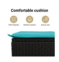 vidaXL Patio Bench with Cushions Poly Rattan