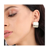 Sohi Dented Textured Square Stud Earrings