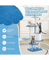 Gymax 54'' Cat Tree Tower w/ Sisal Scratching Posts Bell Cat Perch Cat Condo