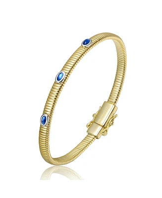14K Gold Plated with Clear, Green, Red