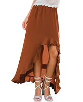 Cupshe Women's Sienna Crinkle Asymmetrical Midi Skirt