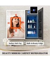 Lalahoo Upgraded Medicine Cabinet with Mirror, Built-in Beauty Refrigerator, Defogging, Bathroom Large Medicine Cabinet 2 Doors