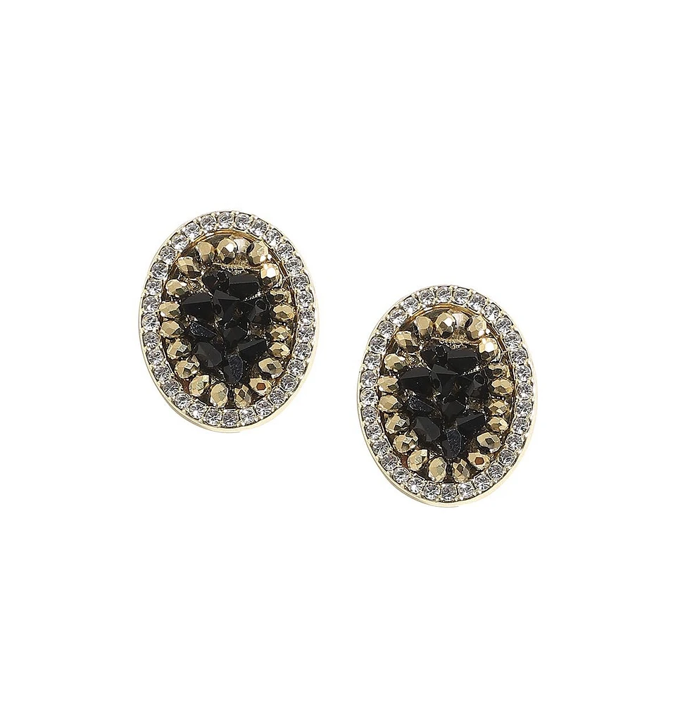 Embellished Cluster Oval Stud Earrings