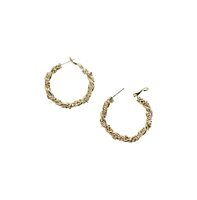 Beaded Twist Hoop Earrrings