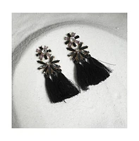 Sohi Crystal Tassel Drop Earrings