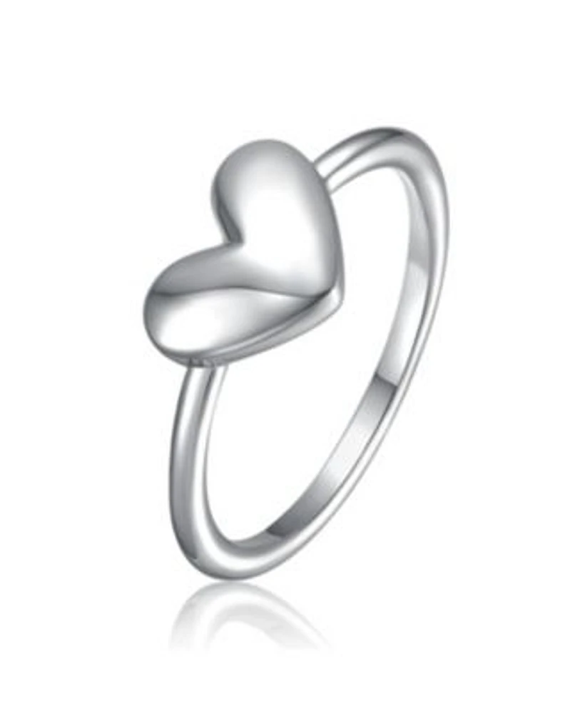 Gigigirl Minimalist Heart Shaped Band Ring In White Gold Plated 14k Gold Plated Or 18k Rose Gold Plated