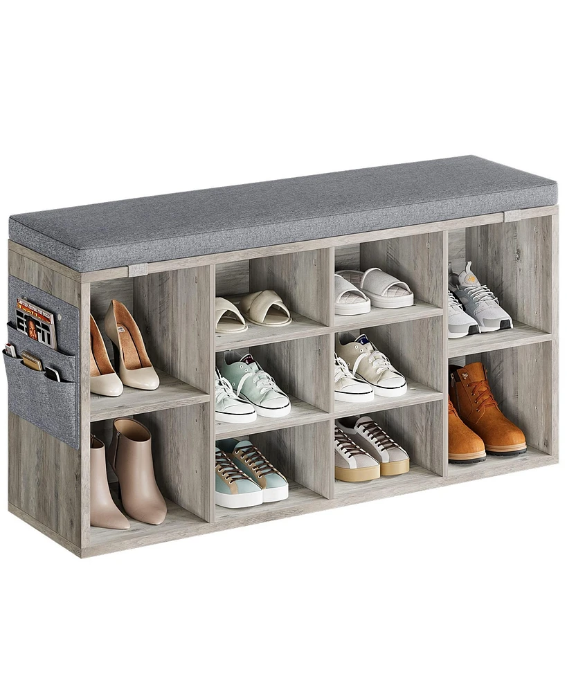 gaomon 41 Inches Entryway Shoe Storage Cabinet Bench with 10 Cubbies,Shoe Rack with Cushion