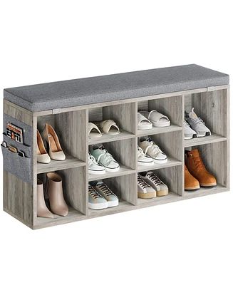 gaomon 41 Inches Entryway Shoe Storage Cabinet Bench with 10 Cubbies,Shoe Rack with Cushion