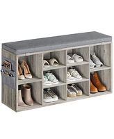 gaomon 41 Inches Entryway Shoe Storage Cabinet Bench with 10 Cubbies,Shoe Rack with Cushion