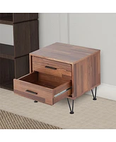 Slickblue Contemporary 2-Drawer Wood Nightstand with Stylish Design by Deoss