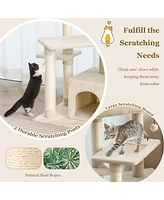 Gymax Petsjoy Cat Tree Indoor Activity Cat Tower w/ Perch & Hanging Ball for Play Rest