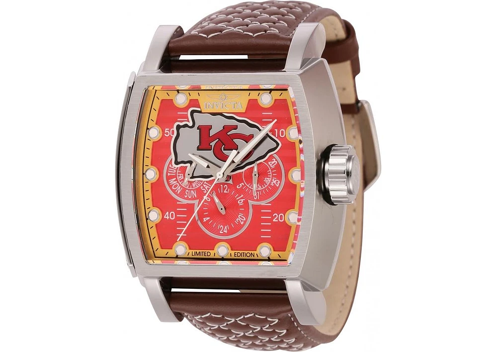 Invicta Men's 45089 Nfl Kansas City Chiefs Quartz Multifunction Silver, Red, Yellow Dial Watch