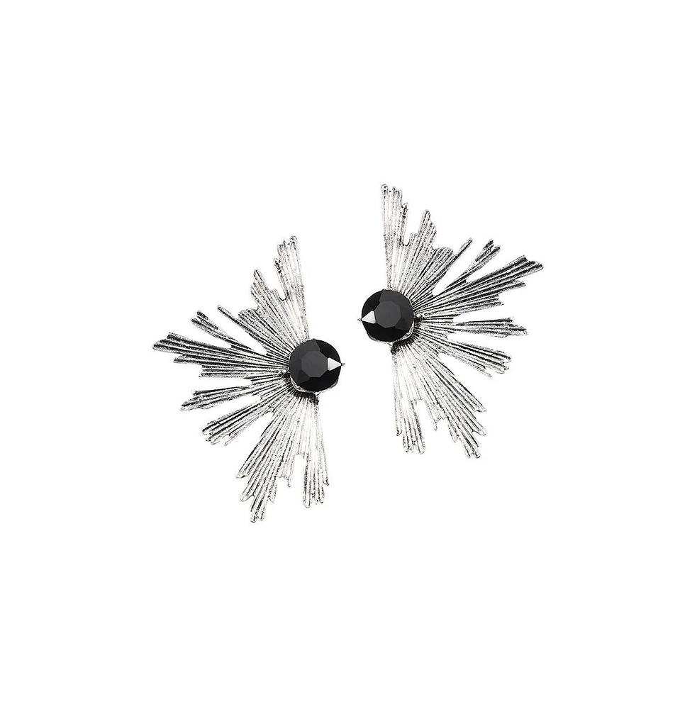 Sohi Metallic Flora Drop Earrings