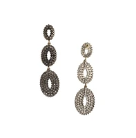 Intricate Oval Long Drop Earrings