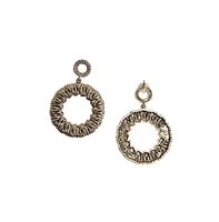 Sohi Circular Metallic Ribbed Drop Earrings