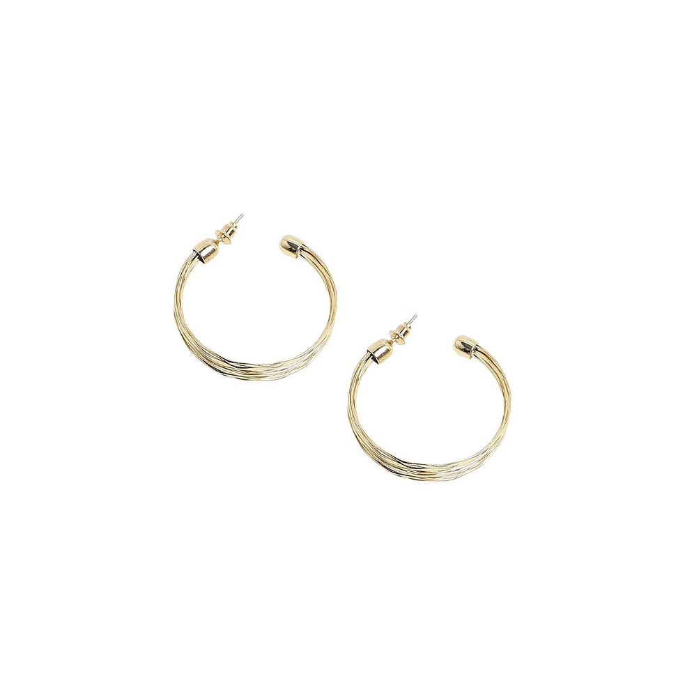 Sohi Ribbed Wire Hoop Earrrings