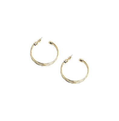 Sohi Ribbed Wire Hoop Earrrings