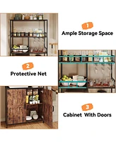 gaomon Tall Bar Cabinet 70.8" in Wine Cabinet Freestanding Liquor Cabinet with Goblet Holder 5 Tier Bakers Rack with Cabinet Large Baker Rack with Sto