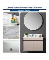 Slickblue Marble Bathroom Vanity Top with Undermount Rectangular Middle Sink for Elegant Bathroom Design