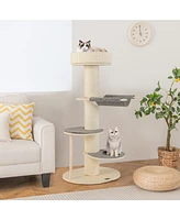 Gymax 47'' Cat Tree for Indoor Cats w/ Thickened Sisal Scratching Posts 2 Platforms