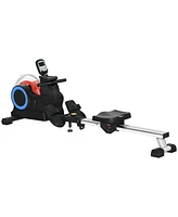 Soozier Foldable Water Rowing Machine with Wheels for Home Gym,