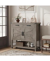 gaomon Farmhouse Entryway Table with 2-Door Cabinet & 2 Drawers, Wood Console Table with Storage, Coffee Bar Cabinet