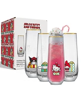 JoyJolt Hello Kitty and Friends Holiday Stemless Flutes, Set of 4