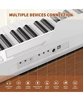 Sugift White 88 Key Digital Piano Keyboard with Stand Full-Size Semi-Weighted Electric Piano