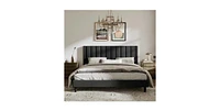 Slickblue Modern Upholstered Platform Bed with Headboard For Bedroom